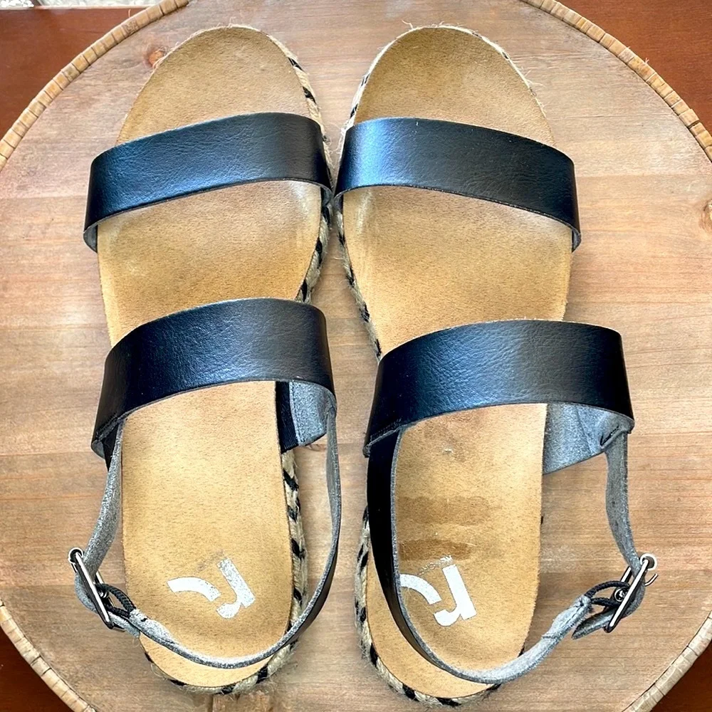 Time and Tru Espadrille Sandals Women’s Size 9 Black Platform Slingback